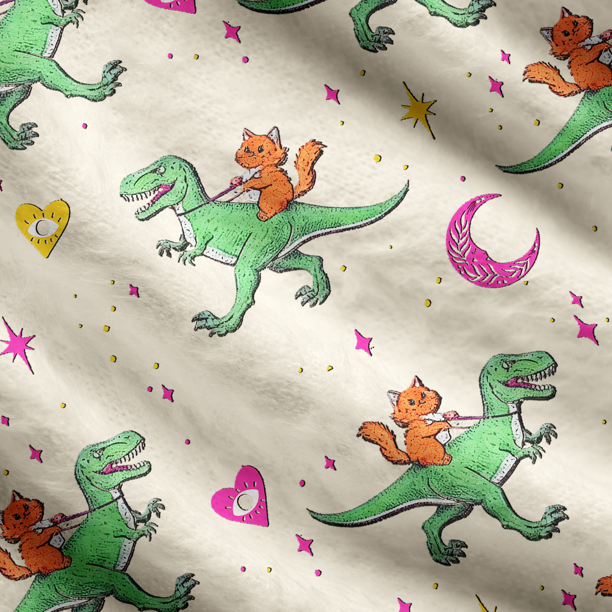 Purplehecate Witch Cat Rides the Dino Ugly Cardigan Sweaters