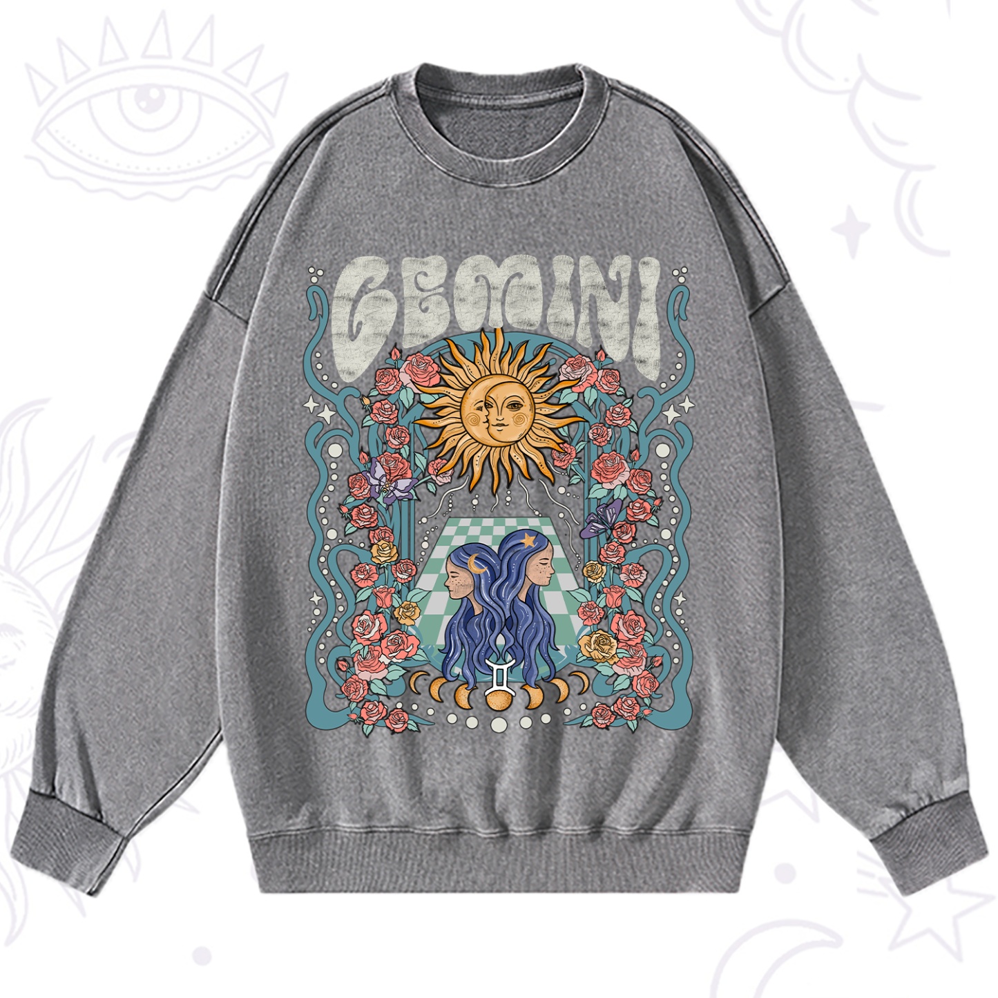 Purplehecate Gemini Spirit Zodiac Washed Sweatshirt