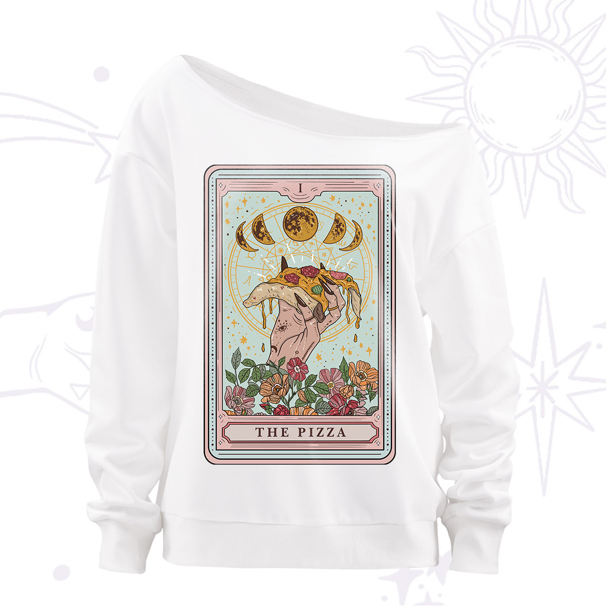 Purplehecate The Pizza Tarot Off The Shoulder Sweatshirt