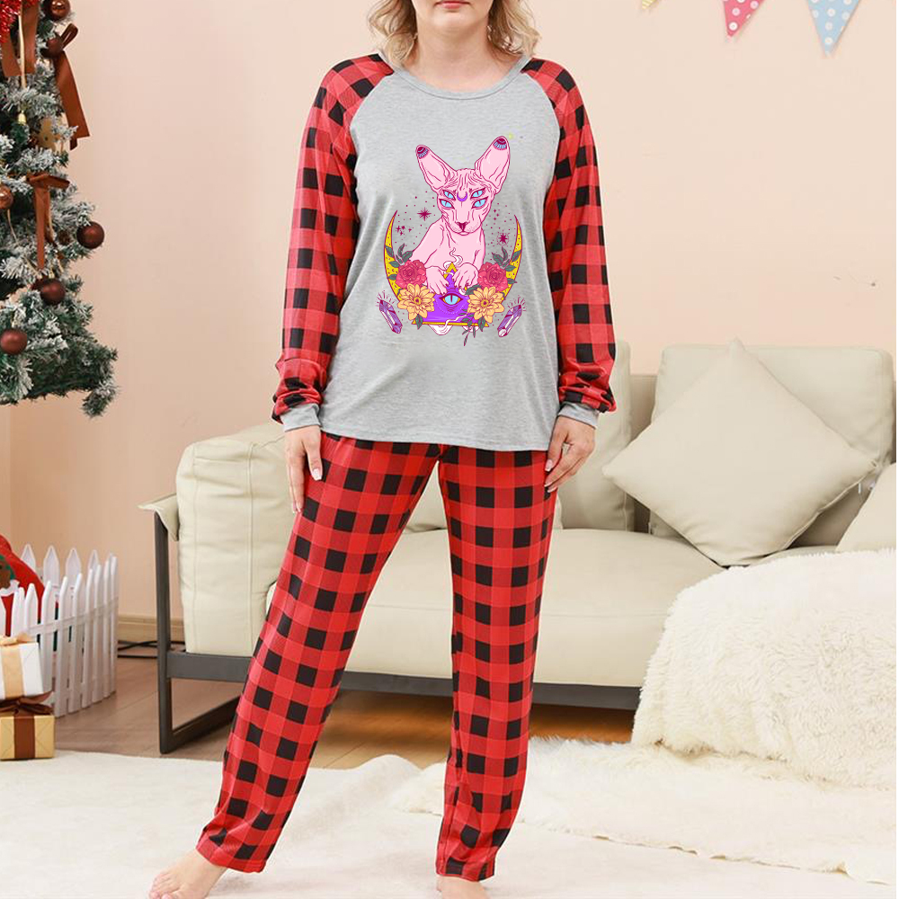 Purplehecate Moon Phase Cat Christmas Pajamas