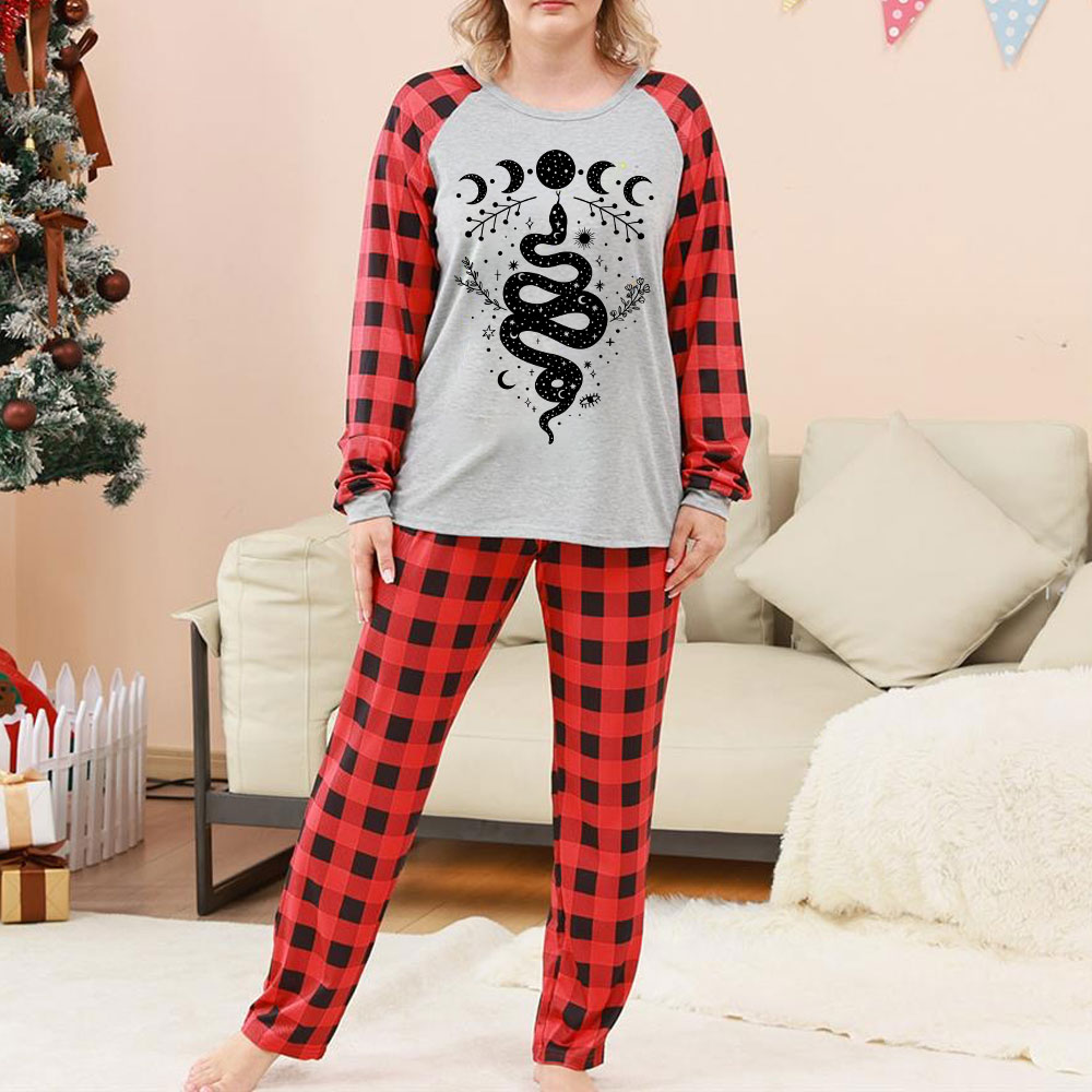 Purplehecate Snake And Moon Phase Comfort Christmas Pajamas