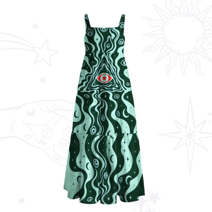 Purplehecate Cosmic Eye Ripple Wide Straps Maxi Dress
