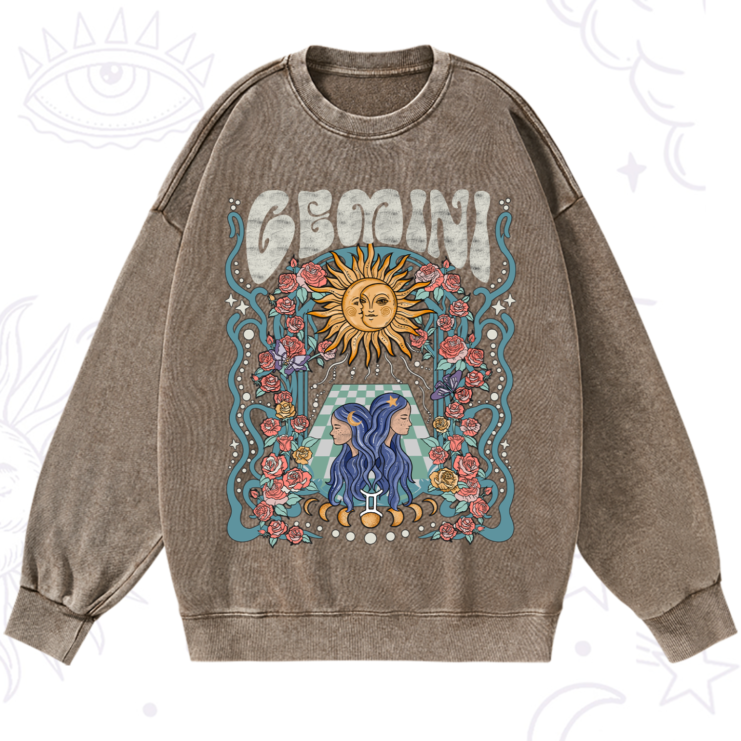 Purplehecate Gemini Spirit Zodiac Washed Sweatshirt