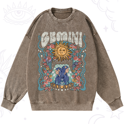 Purplehecate Gemini Spirit Zodiac Washed Sweatshirt