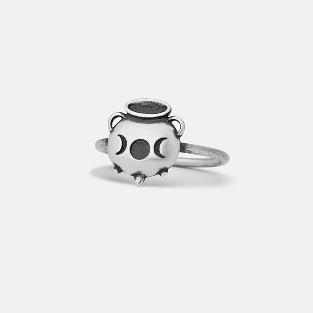 Purplehecate Witch Cauldron Charm Sterling Silver Ring