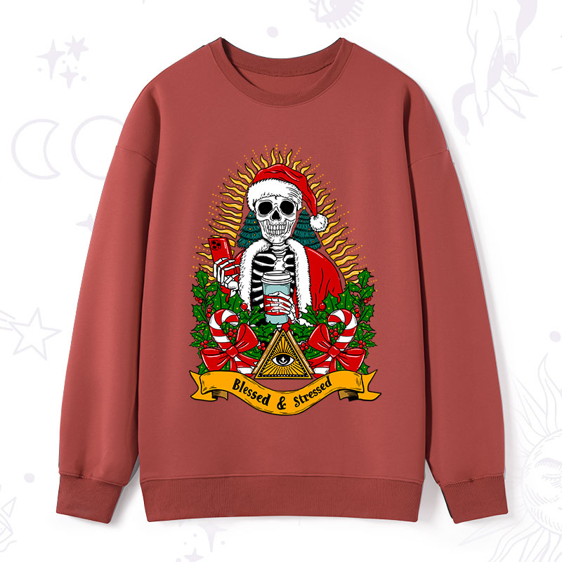 Purplehecate Christmas Blessed And Stressed Sweatshirt