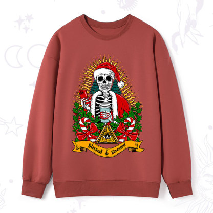 Purplehecate Christmas Blessed And Stressed Sweatshirt