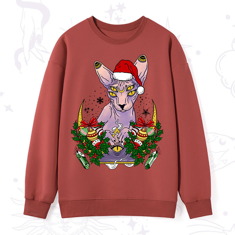 Purplehecate Christmas Moon Phase Cat Sweatshirt