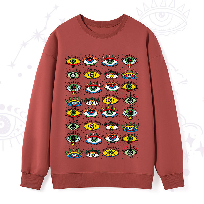 Purplehecate Christmas Evil Eye Pattern Sweatshirt
