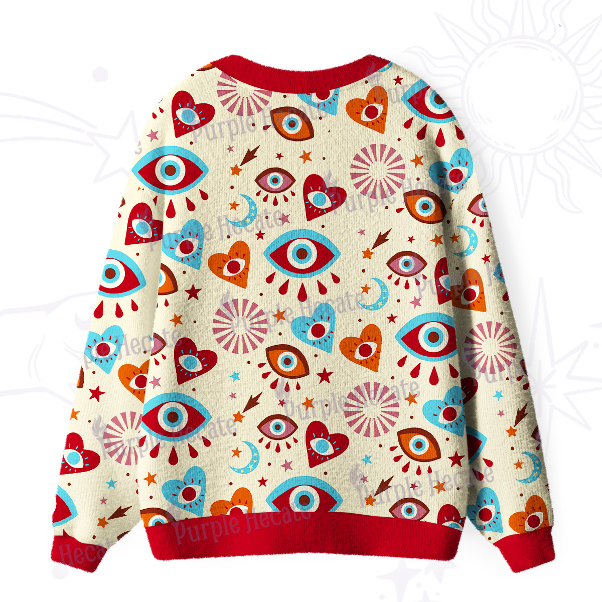 Purplehecate Protective Evil Eye Amulet Ugly Cardigan Sweaters