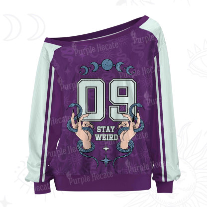 Purplehecate Stay Weird Off The Shoulder Graphic Jersey
