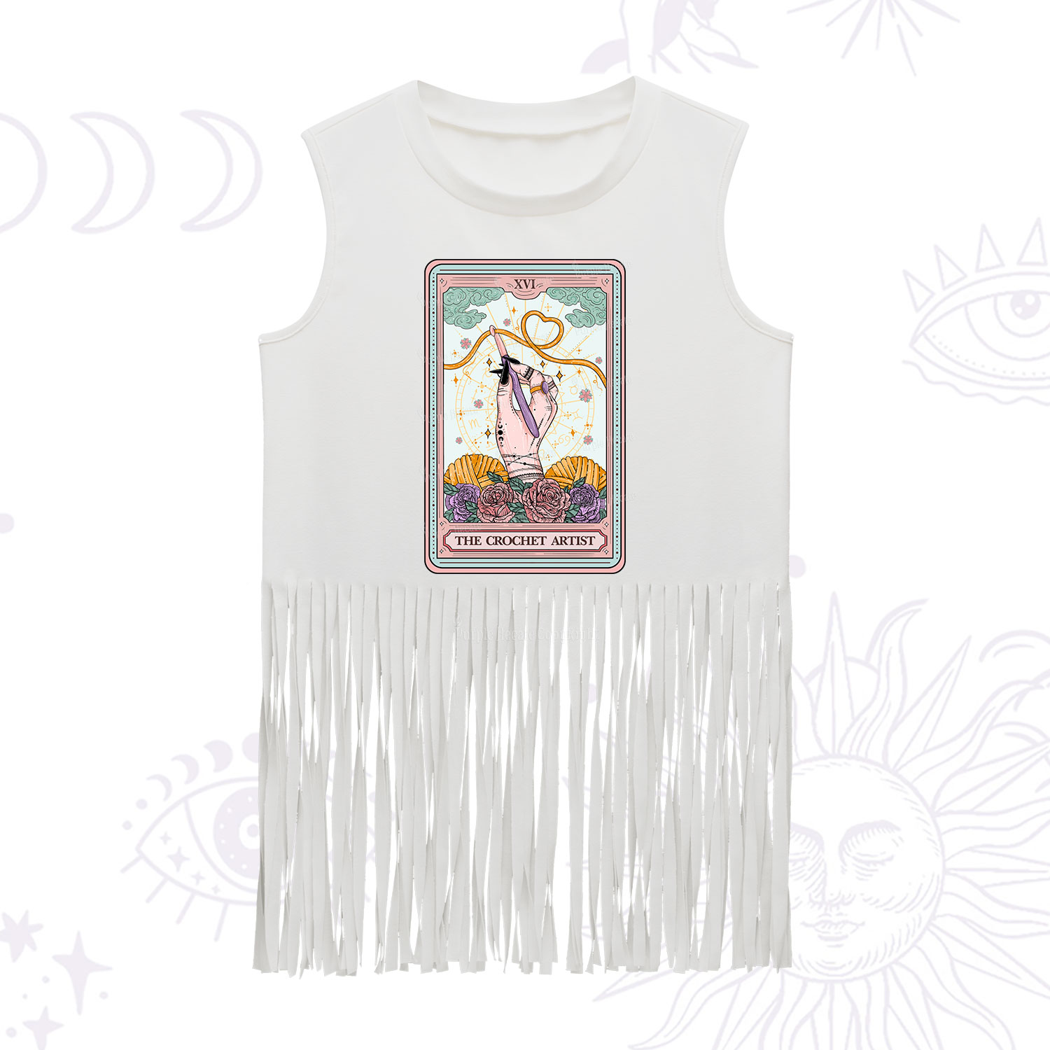 Purplehecate The Crochet Artist Tarot Card Fringe Tank Top