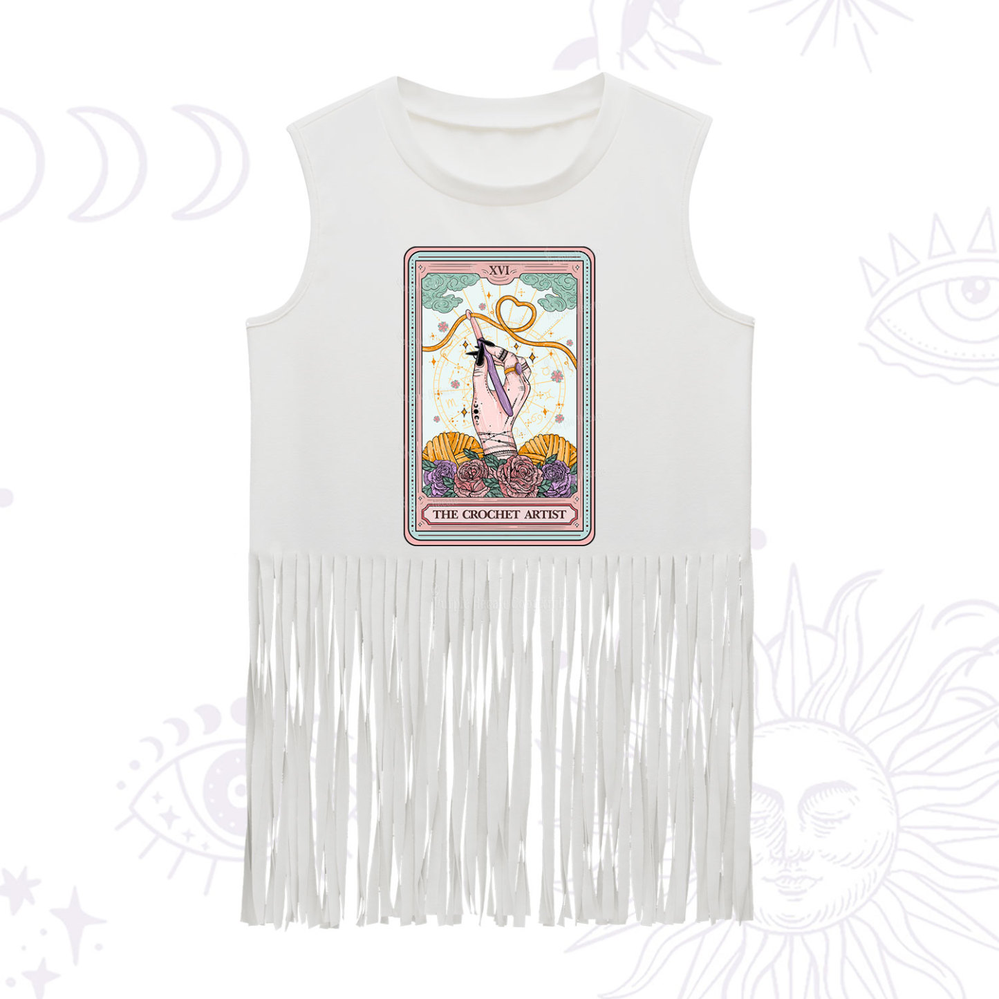 Purplehecate The Crochet Artist Tarot Card Fringe Tank Top