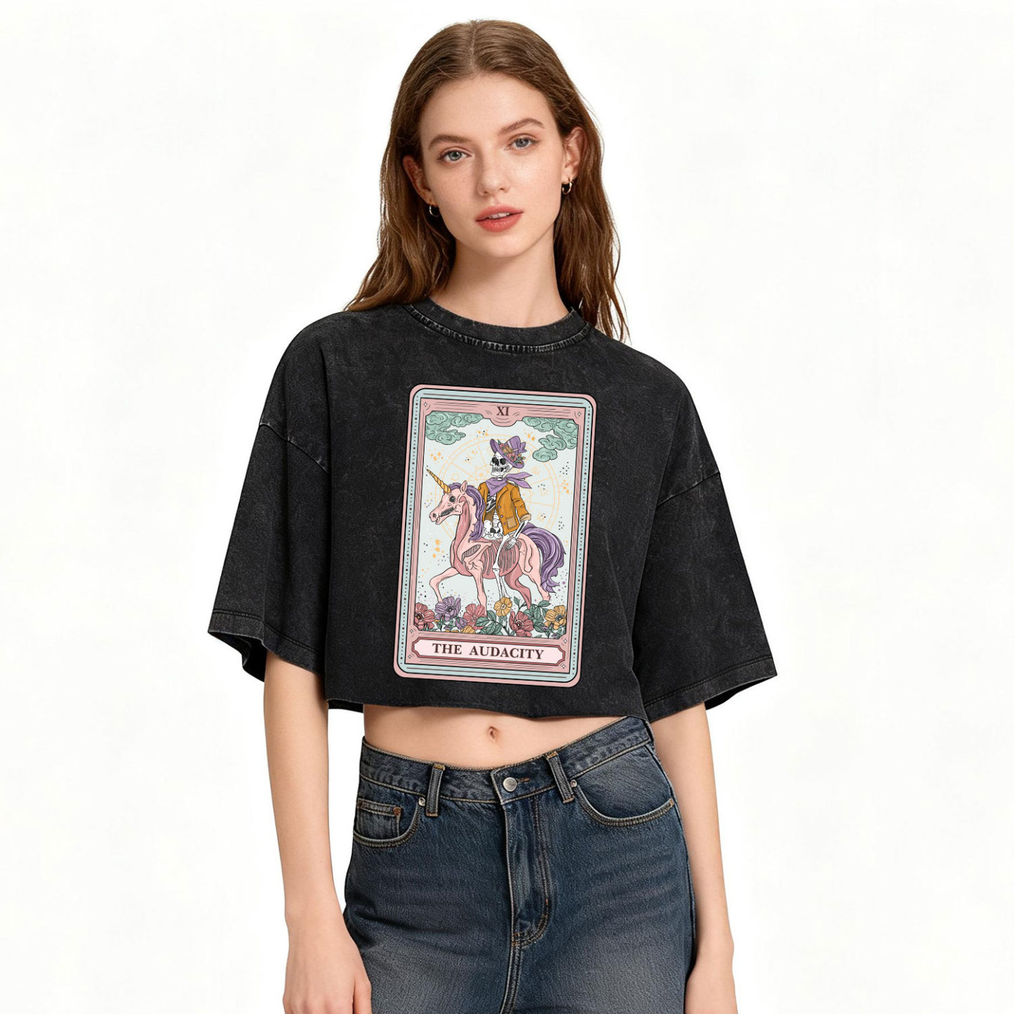 Purplehecate The Audacity Tarot Card Washed Cropped T-Shirt