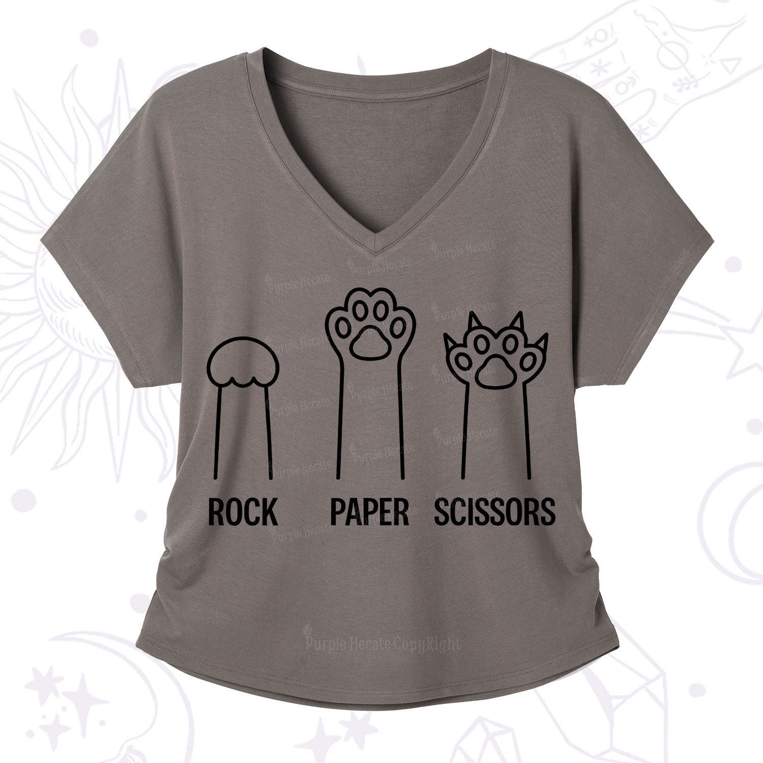 Purplehecate Rock Paper Scissors Cat Paw Edition V-Neck T-Shirt