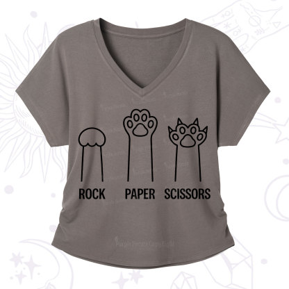 Purplehecate Rock Paper Scissors Cat Paw Edition V-Neck T-Shirt
