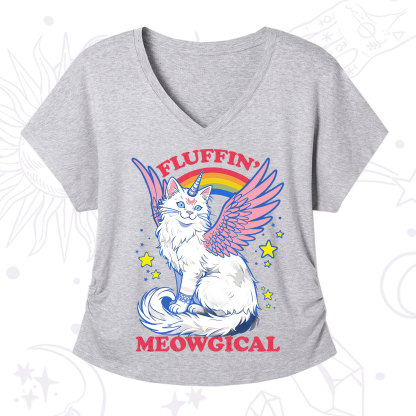 Purplehecate Fluffin Meowgical V-Neck T-Shirt