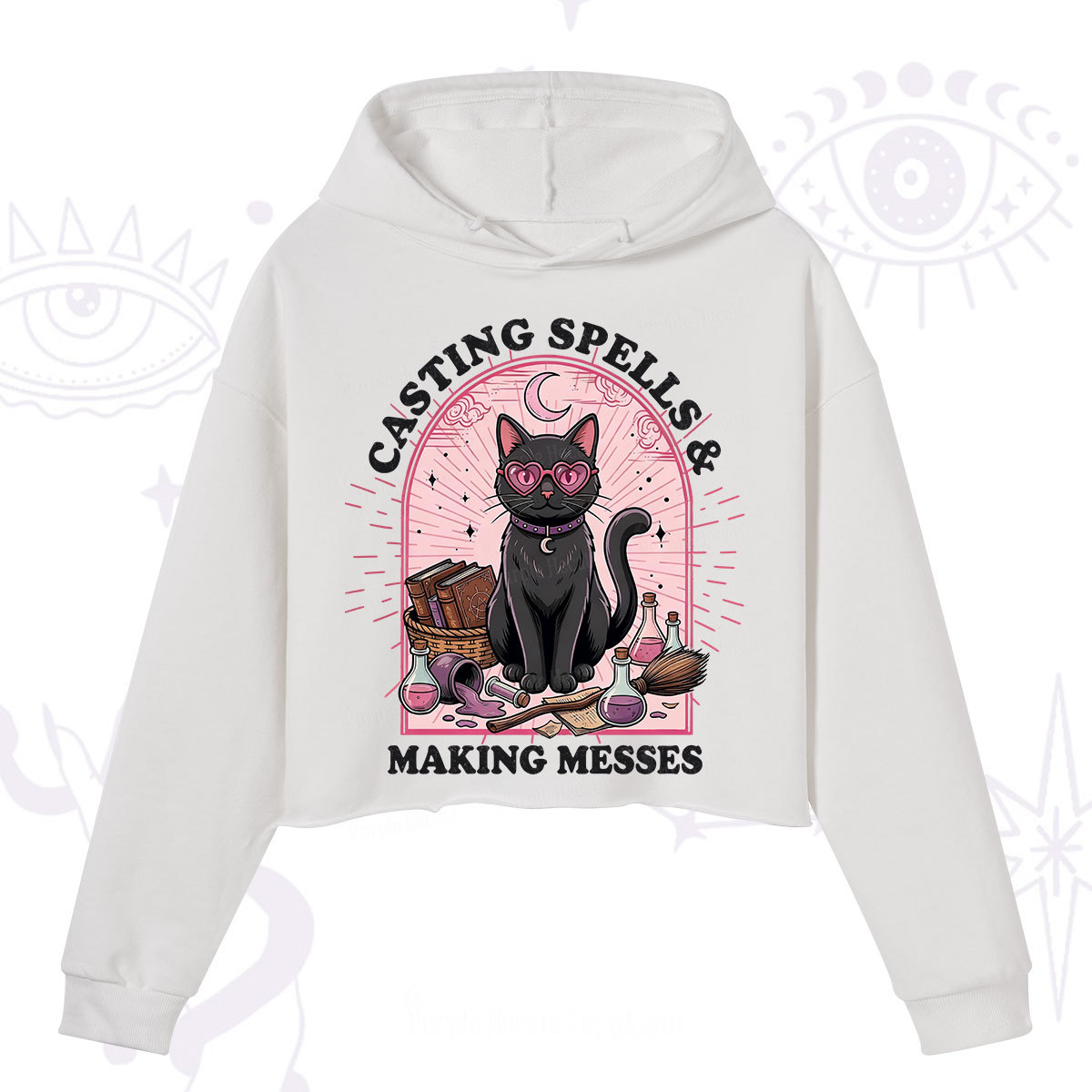 Purplehecate Casting Spells Making Messes Cat Crop Hoodie