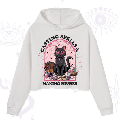 Purplehecate Casting Spells Making Messes Cat Crop Hoodie