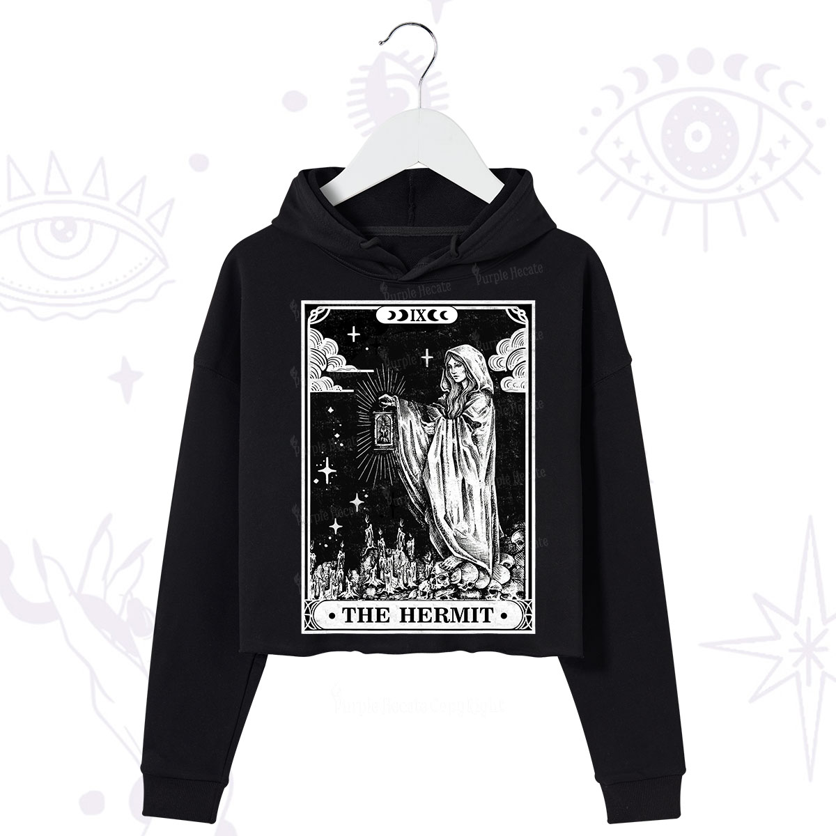 Purplehecate The Hermit Goddess Tarot Card Crop Hoodie