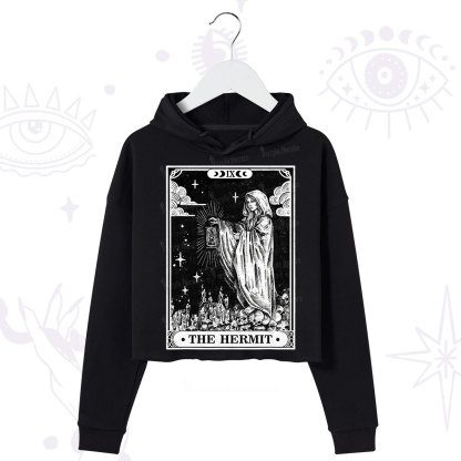 Purplehecate The Hermit Goddess Tarot Card Crop Hoodie
