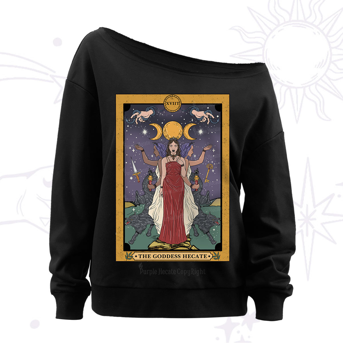 Purplehecate The Goddess Hecate Tarot Off The Shoulder Sweat
