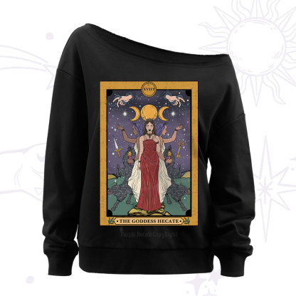 Purplehecate The Goddess Hecate Tarot Off The Shoulder Sweatshirt