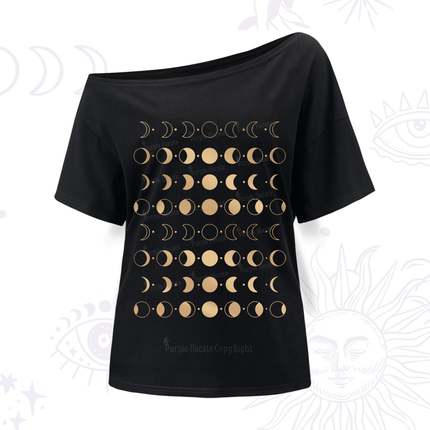 Purplehecate Phases Of Moon One Shoulder T-Shirt