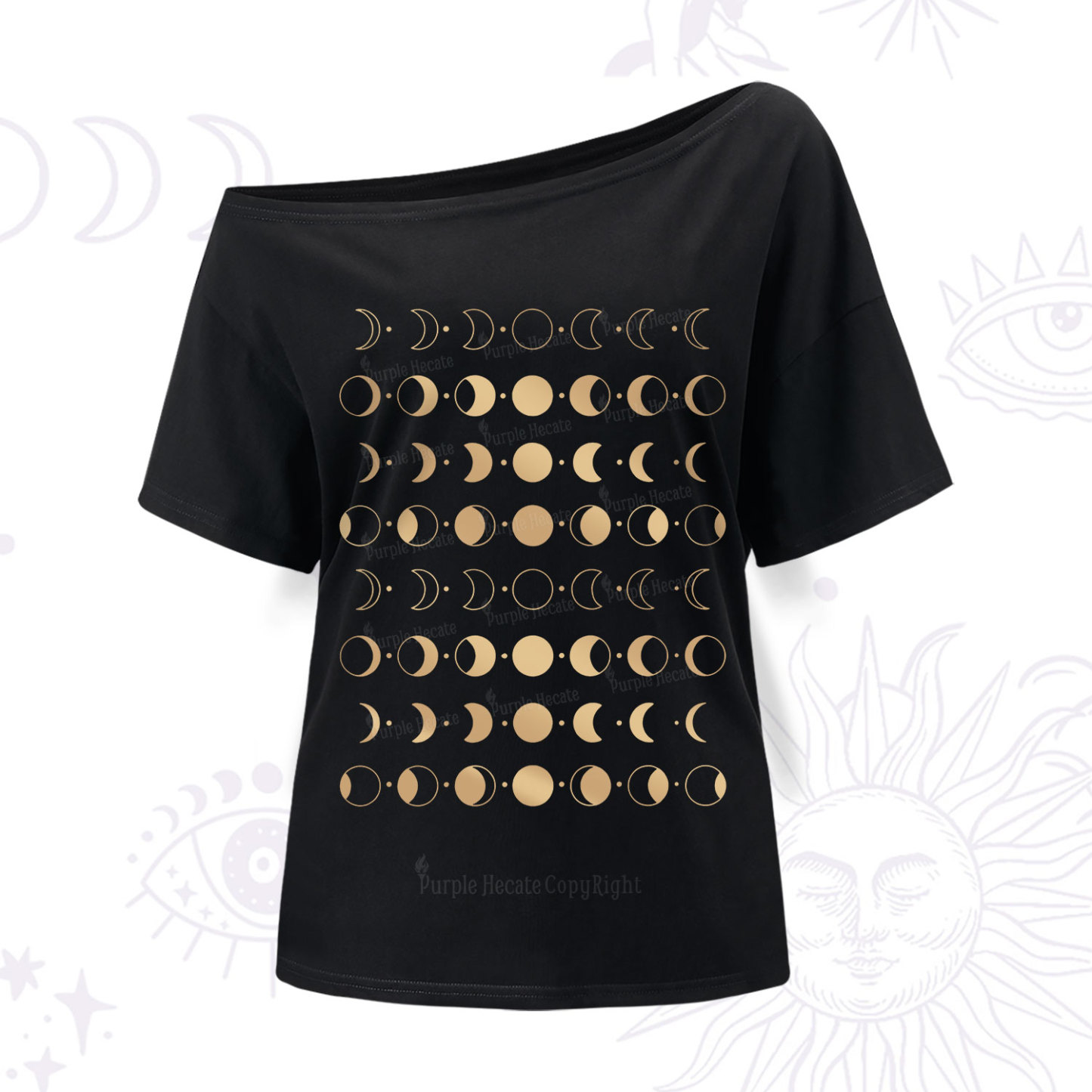 Purplehecate Phases Of Moon One Shoulder T-Shir