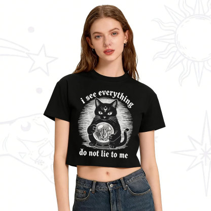 Purplehecate All Seeing Cat Crop T-Shirt