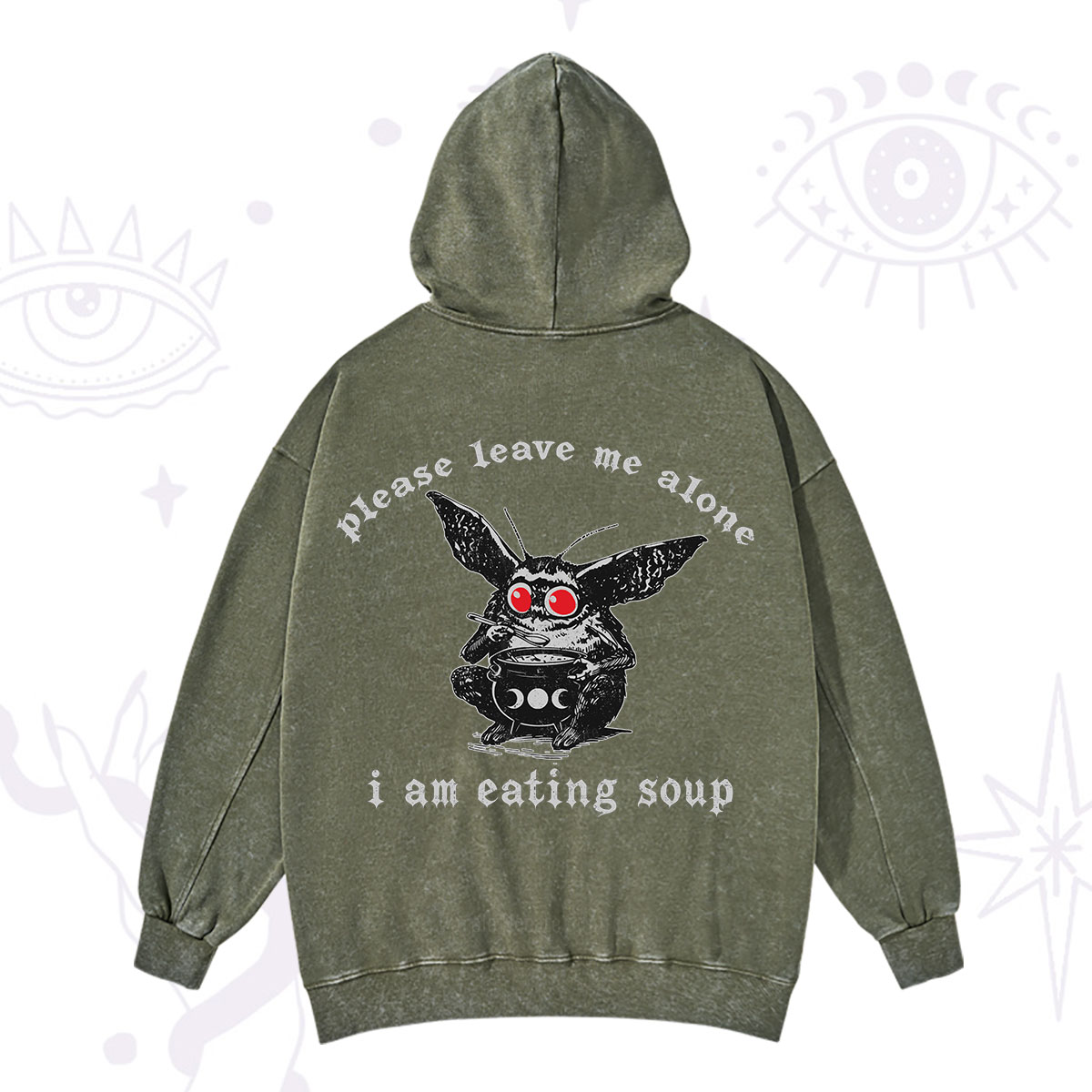 Purplehecate Mothman Eating Soup Washed Hoodie