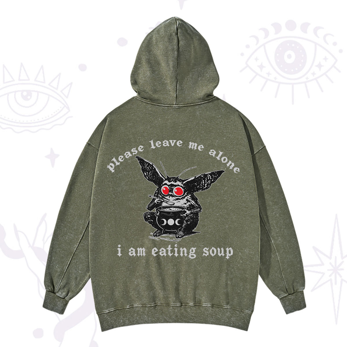 Purplehecate Mothman Eating Soup Washed Hoodie