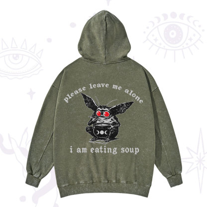 Purplehecate Mothman Eating Soup Washed Hoodie