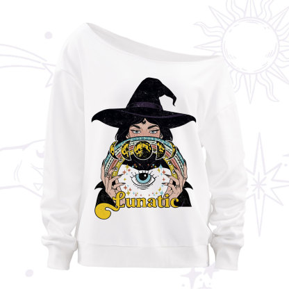 Purplehecate Witch of the Lunatic Moon Phase Off The Shoulder Sweatshirt