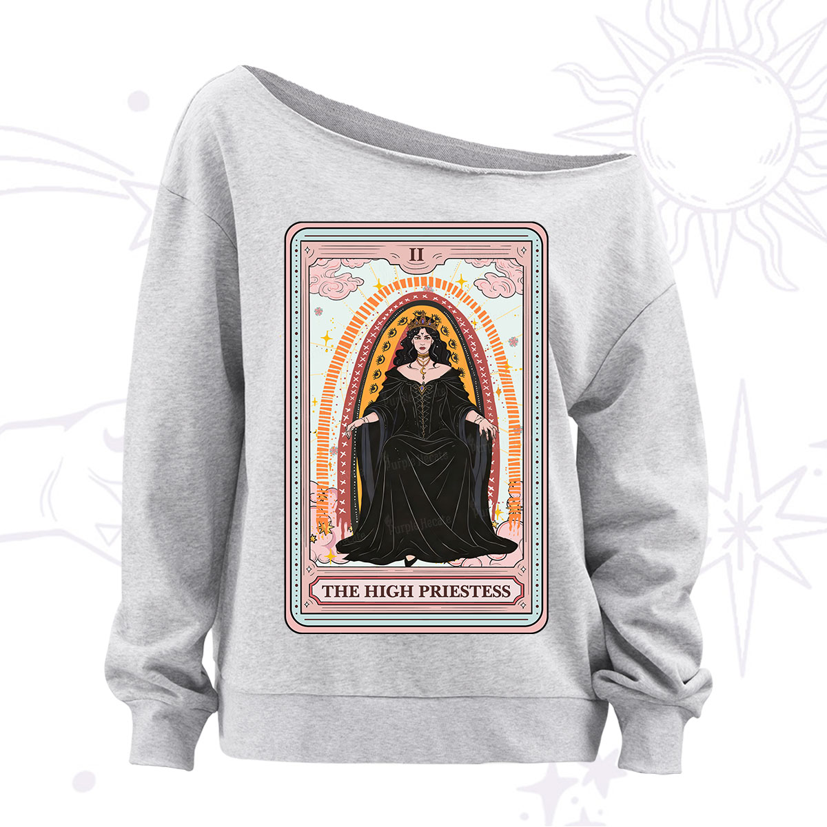Purplehecate The High Priestess Tarot Off The Shoulder Sweatshirt