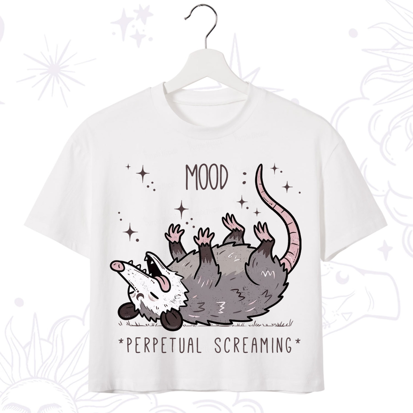 Purplehecate Mood Perpetual Screaming Opossum Crop T-Shirt