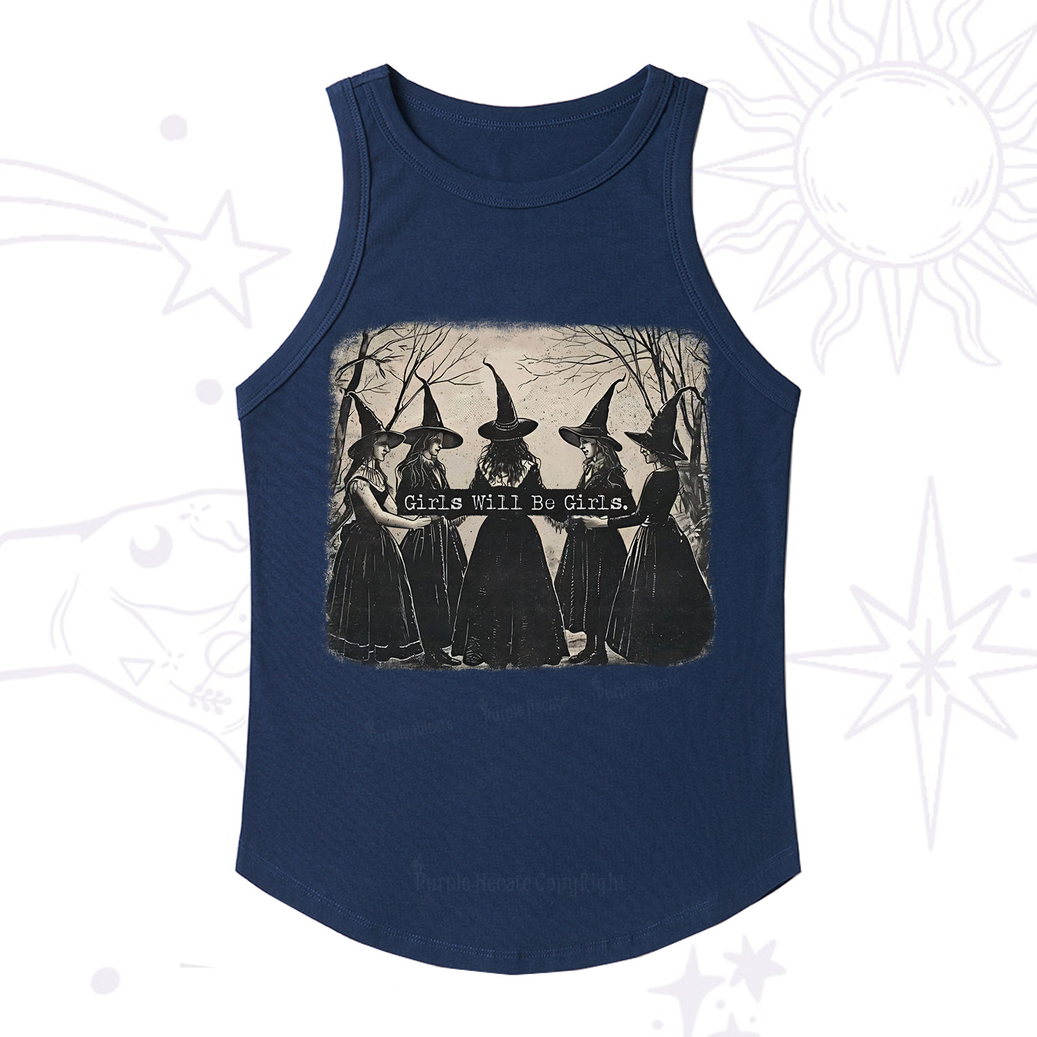 Purplehecate Girls Will Be Girls Witch Ribbed Tank Top