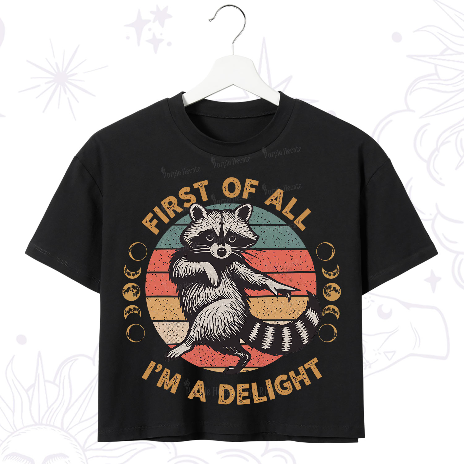 Purplehecate First of All I'm A Delight Raccoon Crop T-Shirt