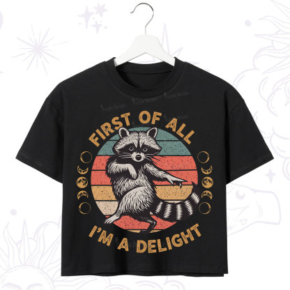 Purplehecate First of All I'm A Delight Raccoon Crop T-Shirt