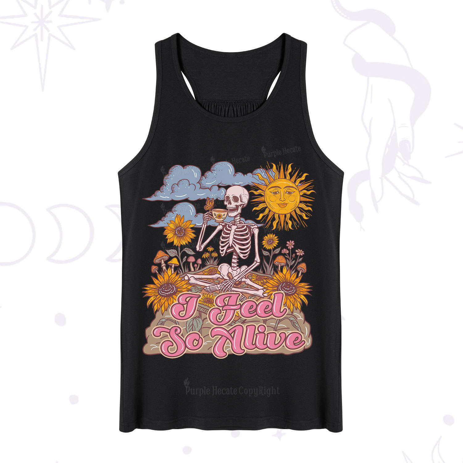 Purplehecate I feel So Alive Dancing Sarcastic Skeleton Tank
