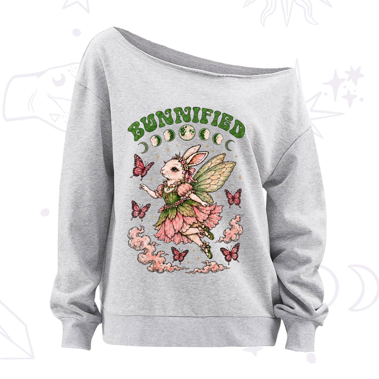 Purplehecate Bunnified Fairy Bunny Off The Shoulder Sweatshirt