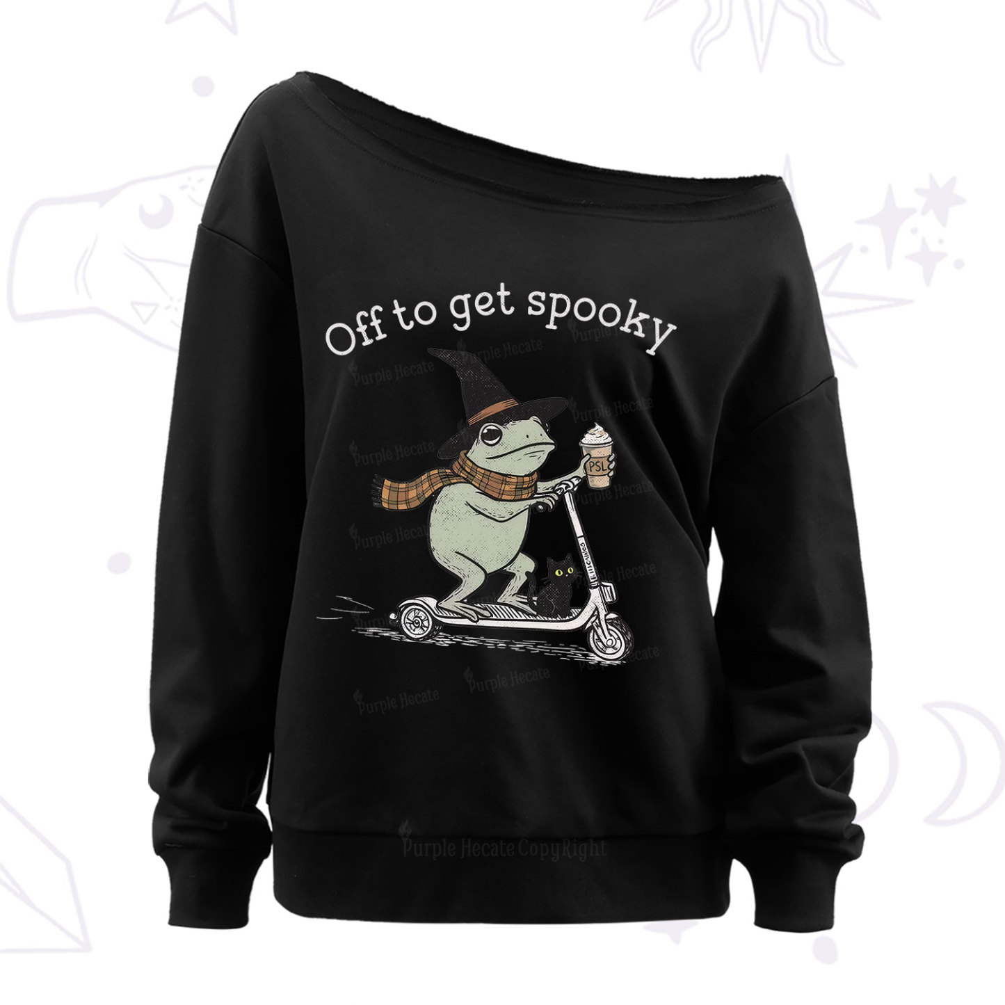 Purplehecate Off to get Spooky Halloween Forg Off The Shoulder Sweatshirt