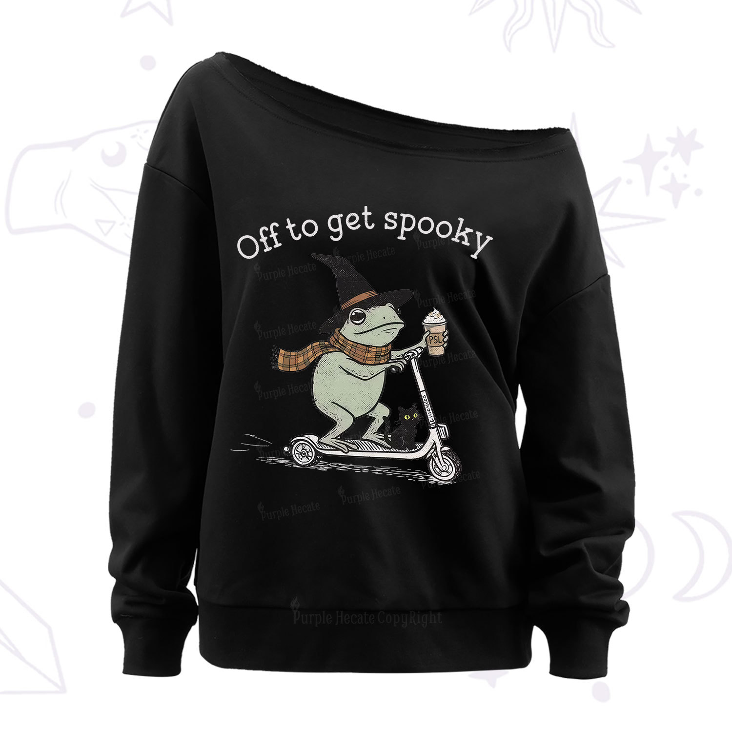 Purplehecate Off to get Spooky Halloween Forg Off The Shoulder Sweatshirt