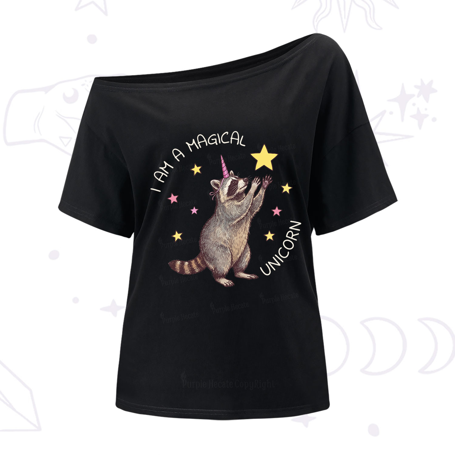 Purplehecate I Am A Magical Unicorn Raccoon One Shoulder T-Shirt