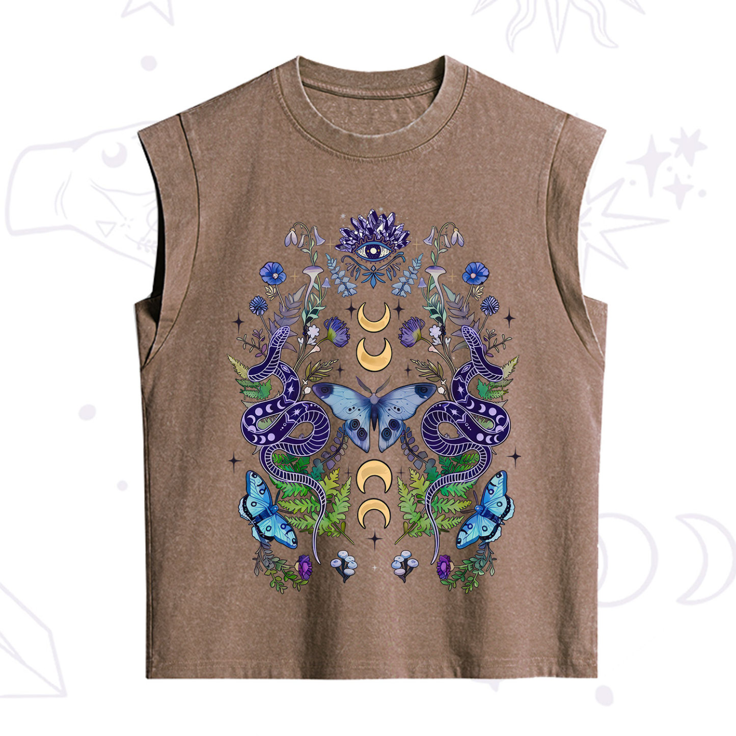 Purplehecate Moon Moth Witchery Vintage Washed Tank