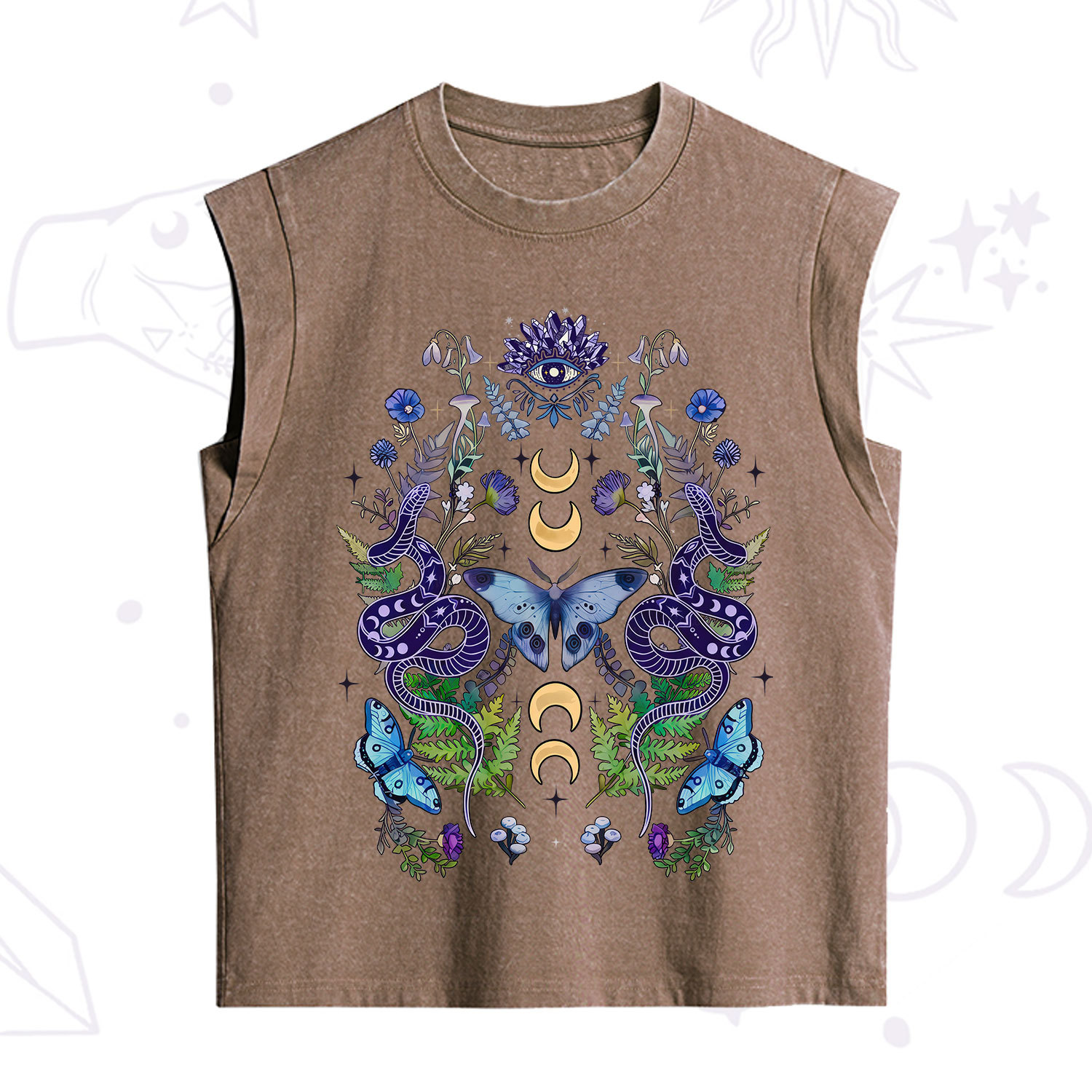 Purplehecate Moon Moth Witchery Vintage Washed Tank