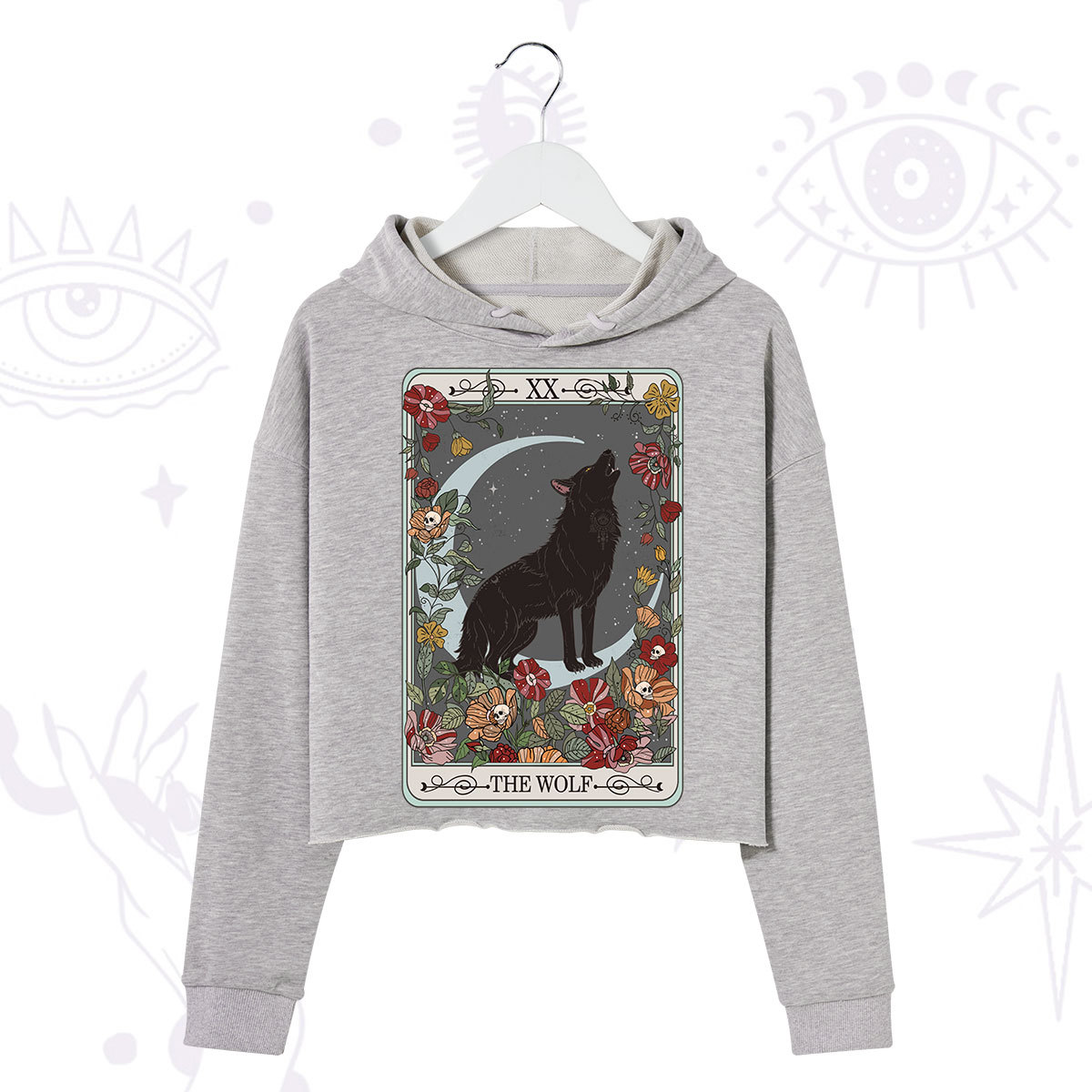 Purplehecate The Wolf Tarot Crop Hoodie