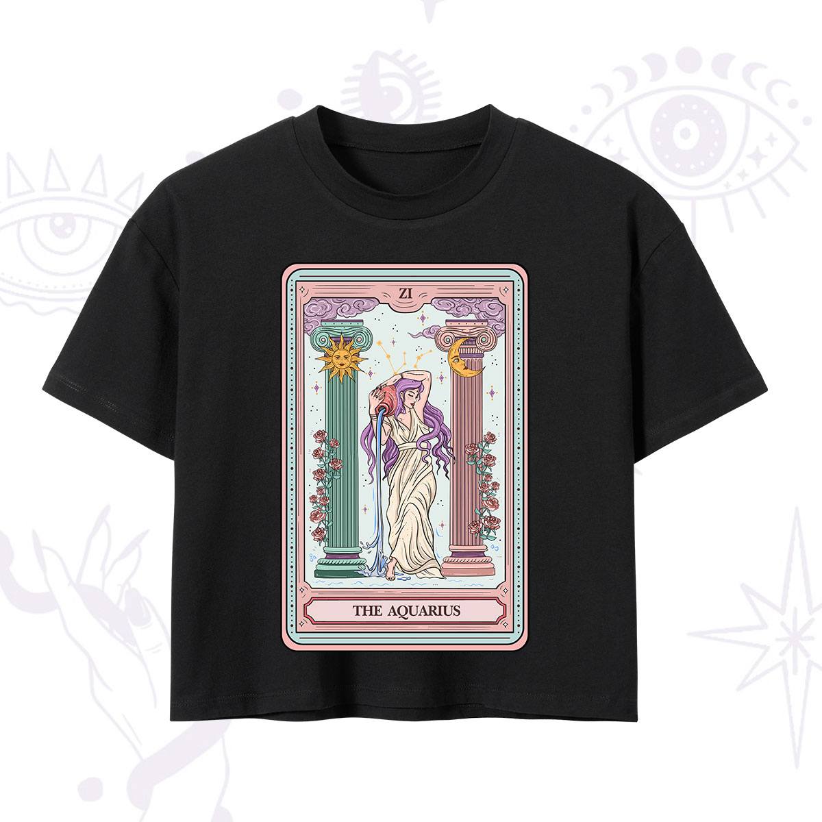 Purplehecate The Aquarius Goddess Tarot Crop T-Shirt