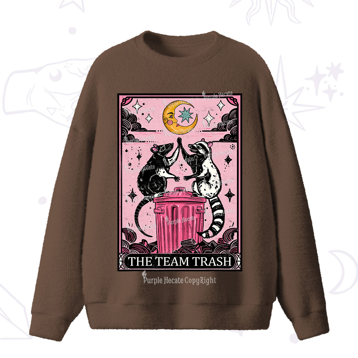 Purplehecate The Team Trash Opossum Tarot Fuzzy Ugly Sweater