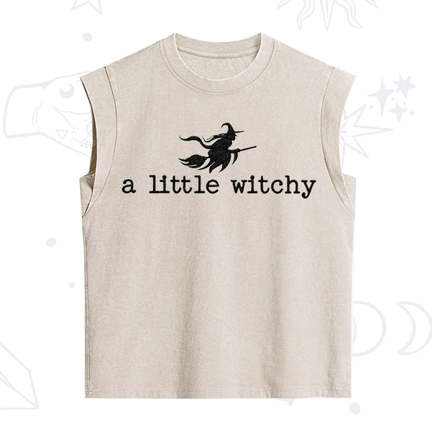 ]Purplehecate A Little Witchy Halloween Embroidered Vintage Washed Tank